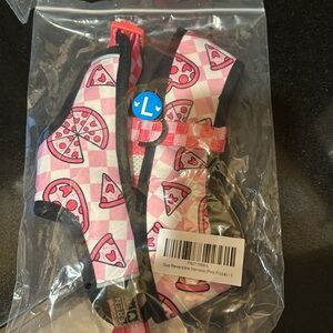 Frenchie harness, pink pizza, L